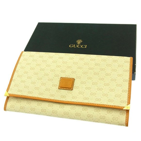 Gucci Wallet Purse Long Wallet Beige Brown Woman Authentic Used Y2739 - Picture 1 of 7